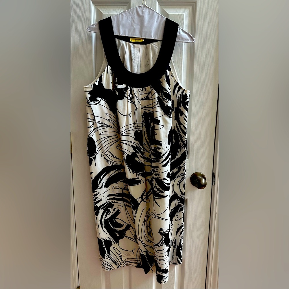 Pre-owned Talbots Black and White Floral Sleeveless Dress